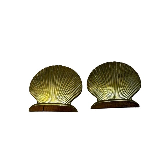 Vintage Solid Brass Shell Bookends Initial "H" - Picture 11 of 14